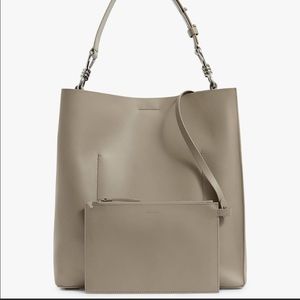 All Saints Captain Leather Tote in Dove